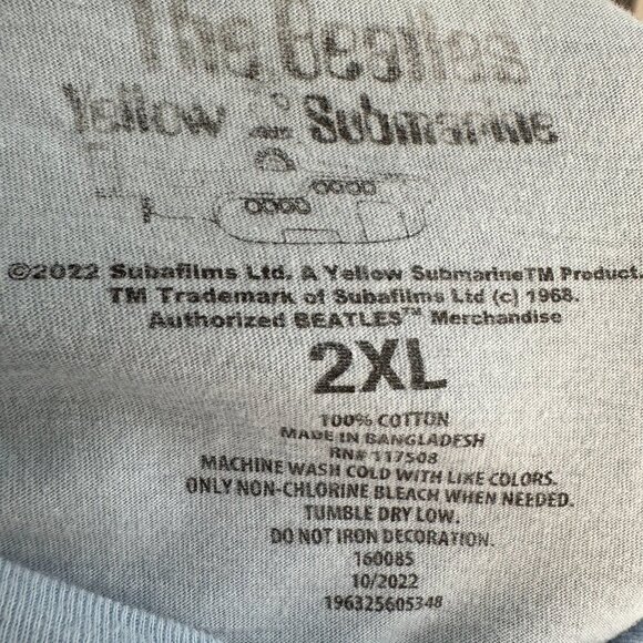 Blue "The Beatles Yellow Submarine" XXL Tee Shirt 100% Cotton - Picture 3 of 3